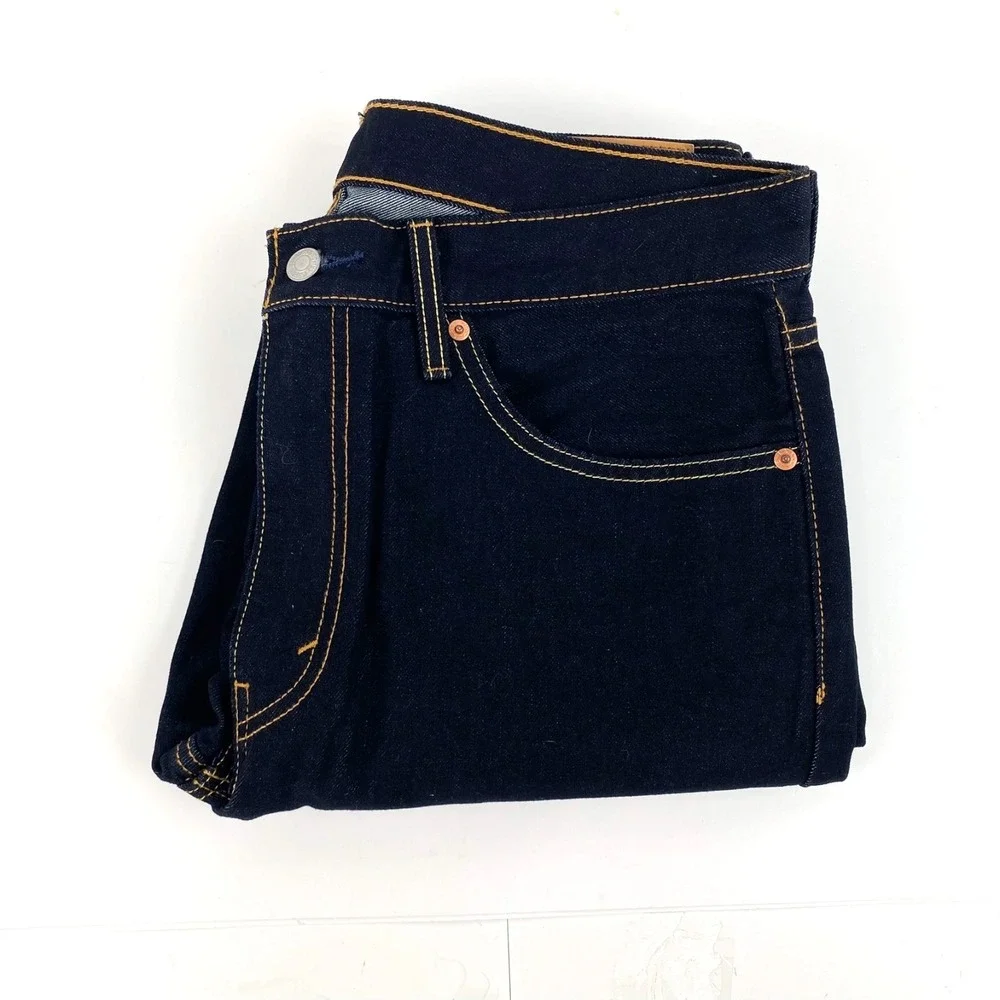 New Levis 512 Denim Jeans Men's 34 x 32 Dark Blue Taper Pants Cotton Blend, Fine